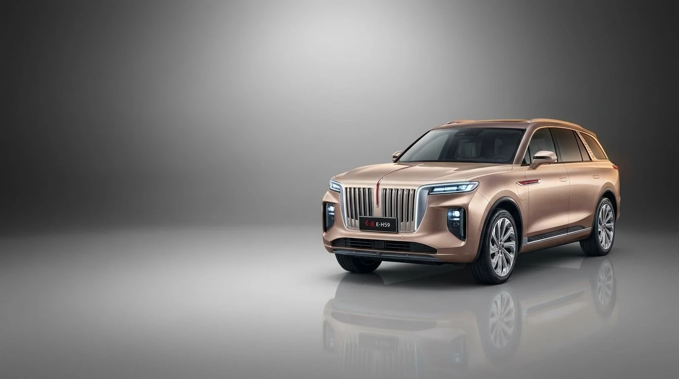 Hongqi E-HS9 luxury electric SUV in champagne gold